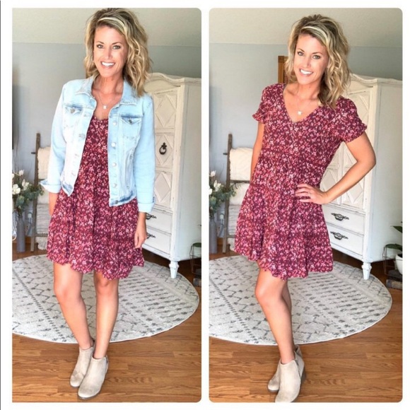 wild fable Dresses & Skirts - Wild Fable Floral Print Tiered Babydoll Dress